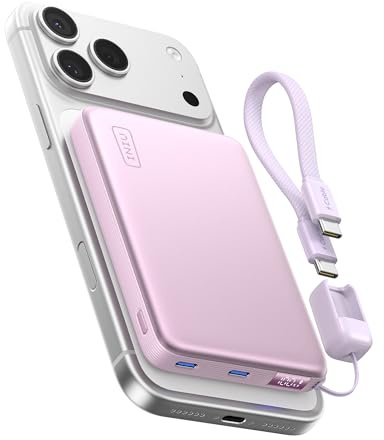 INIU 10000mAh for MagSafe Power Bank, Slim Qi2.2 25W Wireless & 45W Wired