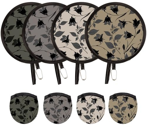 4 Pcs Hand Fan Folding,Chinese Japanese Style Foldable Fan,Summer Handheld Folding Fans Beautiful Patterns For Wedding Party Home Decor Personal Decoration (4Pcs Black Flowers)