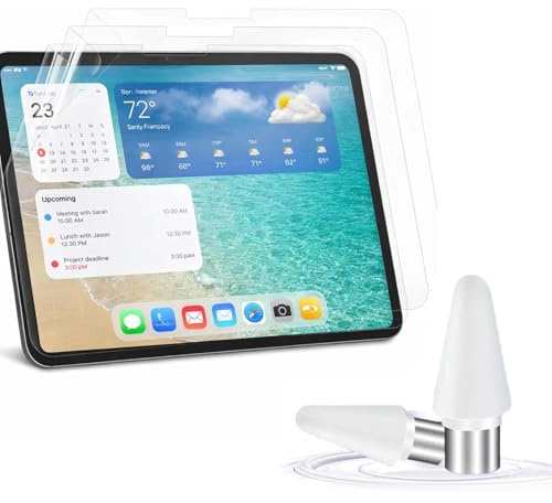Xiciki 3 Stück Papierfolie Kompatibel für iPad 11. Gen 2025, für iPad 10. Gen 2022, für iPad Air 11 M2 2024 & M3 2025, Anti-Glare Zum Natürlichen Zeichnen & Schreiben (3pcs+2-teilige Federn)
