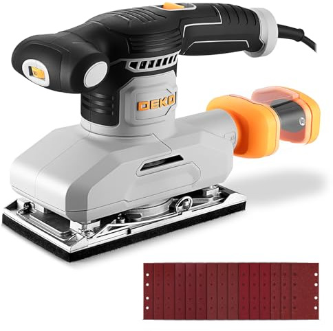 2.2 Amp 1/3 Sheet Palm Sander for Woodworking, Variable Speed up to 26,000 OPM, Corded Electric Sheet Finishing Sander with 15 pcs Sandpaper and Dust Box for Wood Polishing Sanding