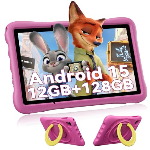 OSCAL Kids Tablet 10 Inch, Android 15 Tablet for Kids 3-12 Years, Octa-Core, 12GB RAM, 128GB ROM/512G TF, 5100mAh, Eye-Friendly HD, Parental Control, Kid-Proof Case, 5G WiFi, Great Gift for Child,Pink