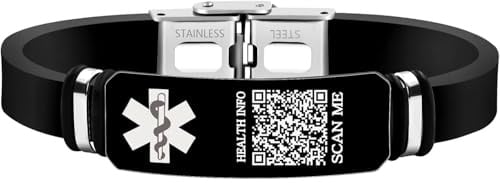 Uloveido Dynamisches QR-Code, medizinisches Notfall-Armband für Männer und Frauen, Scannen Sie zur Aktualisierung medizinischer Informationen, keine medizinischen Informationen an der Kasse