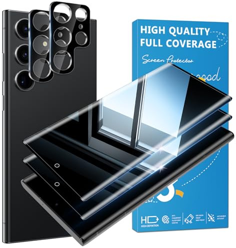 [2+2 Stück] Sichtschutz Schutzfolie für Galaxy S23 Ultra mit Kamera Objektivschutz, 9H Hartglas, Ultraschall Fingerabdruck, Einfache Montage, für Samsung S23 Ultra 5G Displayschutzfolie aus Glas