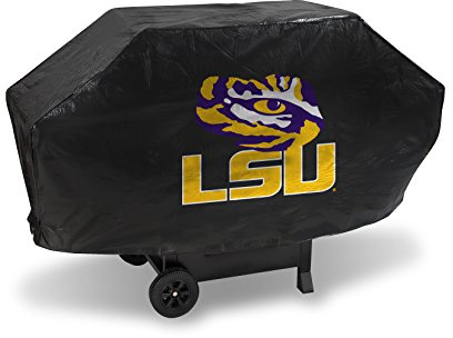 Rico Industries NCAA LSU Tigers Black Deluxe Grill Cover Deluxe Vinyl Grill Cover - 68 Wide/Heavy Duty/Velcro Staps