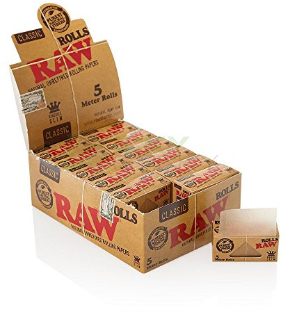 RAW King Size Classic Zigarettenpapier, 3 m, natürlich, nicht raffiniert, 6 Rollen (6)