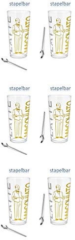 Latte Macchiato 6 Gläser - moderne hitzebeständige Kaffeegläser + Löffel 6 Stück Bistro von James Premium®