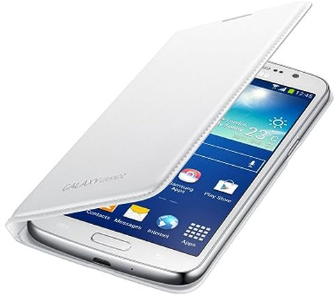 Samsung Flip Cover with Business Card Pocket for Galaxy Grand 2 - White