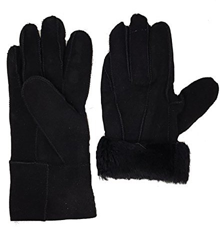 HEITMANN 100% Lammfell Handschuhe Fingerhandschuhe Echt-Leder Damen NEU (L, Schwarz)
