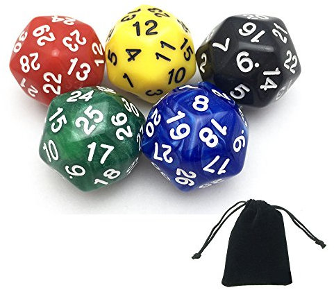 SmartDealsPro D30 Polyhedrale Würfelwürfel DND RPG MTG Tischspiele mit gratis Tasche, 5 Stück
