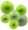 ADLKGG Party Hanging Paper Fans Set, Green Round Pattern Paper Girlanden Decoration for Birthday Wedding Graduation Events Accessories, Set of 6