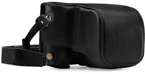 MegaGear MG1402 Leica Q-P, Q (Typ 116) Ever Ready Echtleder Kamera-Case mit Trageriemen - Schwarz