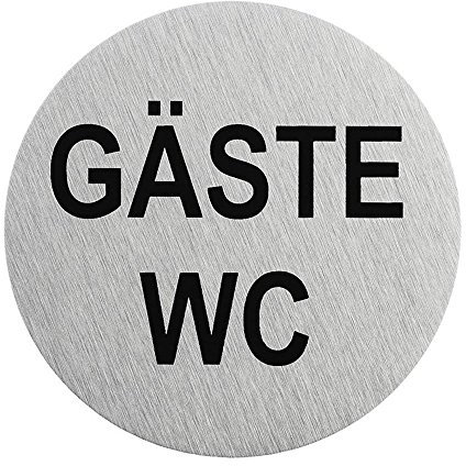 Pro Plus Türschilder in verschieden Größen, Bilder, Sprüche Türschild selbstklebend auch Firmenschilder oder Büroschilder (Gäste WC Ø75mm Silber)