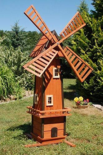 Windmühle, Turm, Windmühlenturm, Windmühlen, Holz, Garten, Deko, 1,55 m wahlweise mit Solar, Solarbeleuchtung:mit Solarbeleuchtung