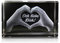 VIP-LASER 3D Glas Kristall mit Gravur: Herz aus zwei Händen mit Text: Ich liebe Dich!