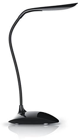 CSL - LED Schreibtischlampe dimmbar - 3 Helligkeitsstufen - Batteriebetrieb möglich - Leselampe Bürolampe Tischleuchte - stromsparend - berührungsgesteuert - schwarz