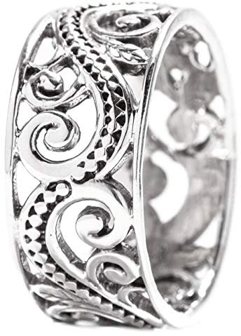 WINDALF Fairy Ring ALMINA h: 0.9 cm Lebensspiralen mit Ornamentik Hochwertiges Silber (Silber, 52 (16.6))