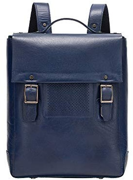 DUDU Rucksack Herren Notebookfach Tabletfachfach Laptop aus Echtleder elegant für Arbeit Büro Reisen Blau