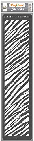 CrafTreat Zebra Schablonen zum Malen auf Holz, Leinwand, Papier, Stoff, Boden, Wand und Fliesen – Zebrahaut 7,6 x 30,5 cm wiederverwendbare DIY Kunst Handwerk für Bordüren Muster Schablone