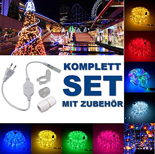 F3 LED Lichterschlauch Lichterkette Beleuchtung, 5 Meter bis 100 Meter in Rot Grün Blau Gelb Pink Weiß Warmweiß RGB für Drinnen und Draußen