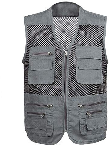 DSJJ Outdoor Summer Hollow Out Thin Multi-pocketed Vest Jacket Bodywarmer Camo Gilet Multifunction Mesh Breathable Waistcoat Jacket for Camping Hunting Fishing Photography