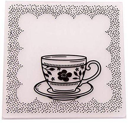 Tea time Tea Cup Frame Window Relax Plastic Embossing Folder for Scrapbook DIY Album Card Tool Plastic Template Folders