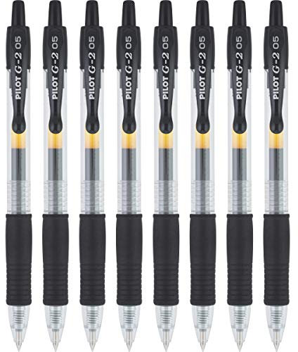 Pilot, G2 Premium Gel Rollerball Pen Extra Fine Point 0.5mm - Pack of 8 - Black