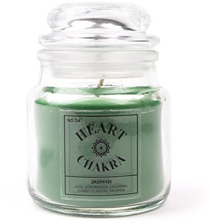 Myga Duftkerze – Herz-Chakra-Kerze mit Sojawachs & ätherischer Ölmischung, 100% vegan und umweltfreundlich, perfekt für Entspannung, Yoga, Meditation & Aromatherapie – Jasmin