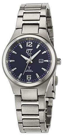 ETT Eco Tech Time Funk Solar Damen Uhr Analog mit Titan Armband ELT-11439-31M
