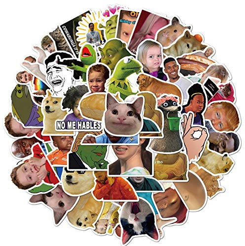 Meme Aufkleber für Laptop(50 PCS),Geschenk für Kinder Teens Erwachsene Jungen,Wasserdichte Classic Meme Aufkleber für Wasserflaschen,Vinyl Stickers für Scrapbook,Skateboard,Auto