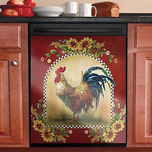 Farm Rooster - Cubierta decorativa para lavaplatos para la puerta delantera del lavaplatos para la cubierta magnética del imán de la puerta del lavaplatos para la cocina