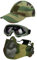 Hodeacc Taktische Maske, Baseballkappen-Set, Verstellbare Halbgesichtsmaske Mit Ohrenschutz, Anti-UV-Brille, Augenschutz, Outdoor-Hut für Airsoft/BB/CS-Spiele, 3-Teilig