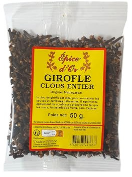 Clous de Girofle Entier 50g - Epice d'Or, Qualité Supérieure, Saveur Intense, Authentique et Naturel, Sans Colorant, Sans Additifs Ni Conservateurs.