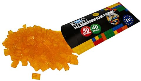 CMC imports 50 Klemmbausteine Bausteine 1x2 Noppen Kompatibel freie Auswahl 34 Farben (004 - Gelb - Transparent)