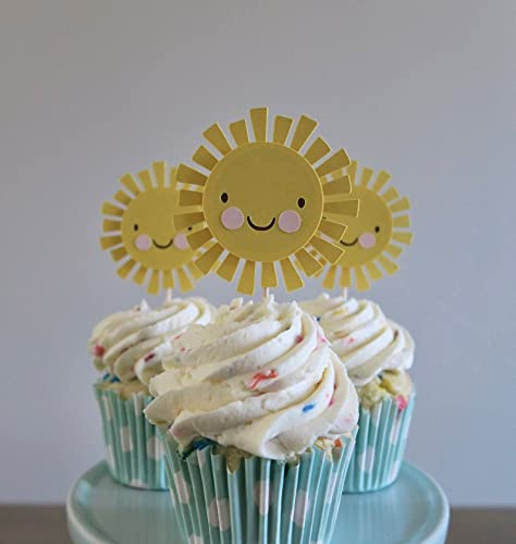 Confetti! 12 PCS You Are My Sunshine Cupcake Toppers, You Are My Sunshine Theme, Sunshine Birthday Decor, First Birthday, Cupcake Toppers, Sun Theme