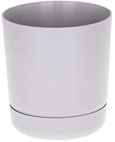 SPARKLE PLANTS Satina Indoor Plant Pots– 5 Sizes, 10 Colours, Modern Planter with Drainage Holes & Matching Saucer – Durable Lightweight Composite Flower Pots for Houseplant (13 cm, Steel)