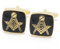 Manschettenknöpfe - Freimaurer Schwarz Emaille und Gold, Middel, Messing, Kein Edelstein