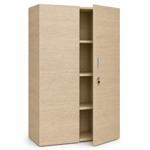 Genérico OFILIKE. Armario de Oficina con Llave y 4 Estantes - Armario Archivador para Documentos, Despacho y Hogar - 160x90x42 cm (Roble)