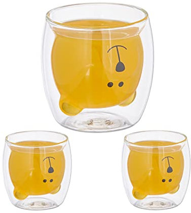 Relaxdays Doppelwandige Gläser Bär, 3er Set, Eisbär Tasse, 300 ml, Borosilikatglas, Isolierglas Teddy, transparent, 10042281