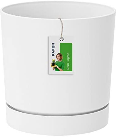 Prosperplast Blumentop Pflanzkübel - 13 x Ø 12,8 cm - Blumenkübel mit Untersetzer Rund Tubo P 1,2l, Weiß, DPOP130