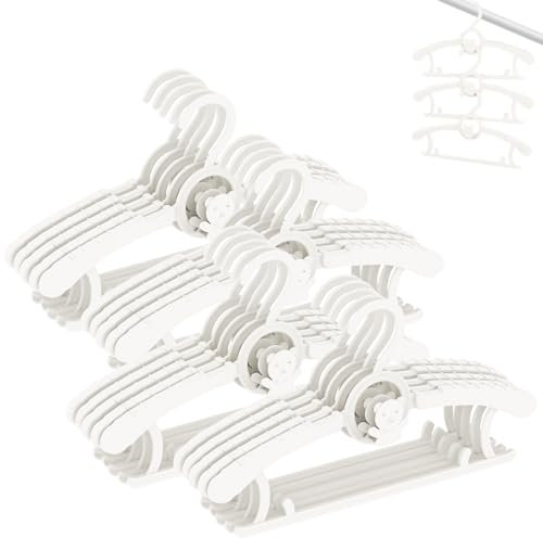 HGYZE Baby Kleiderbügel Kinder Antirutsch, 29-37cm Ausziehbare Kinderkleiderbügel mit Hosenständer, Kunststoff & Stapelbare Mitwachsende Kid Hanger Ideal für Kinderbekleidung, 20 Stück Babybügel Weiß