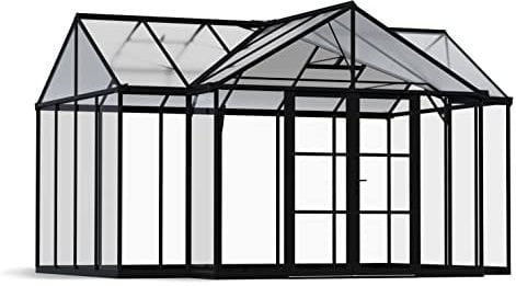 Palram Canopia Triomphe Chalet Kit de Serre Toutes Saisons pour Jardinage et extérieur Gris Anthracite 3,7 x 4,6 m