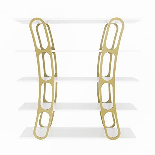 DECOROTIKA - Adar 5-tier Bookcase Bookshelf Shelving Unit for Office and Living Room (White and Gold Colour)