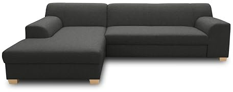 DOMO. collection Ecksofa Tinos, kleines Schlafsofa in L-Form, Eckcouch mit Schlaffunktion, Sofa, Couch, Polsterecke, 273 x 157 x 74 cm (BxTxH), anthrazit