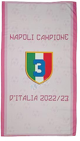 LIGUORO SHOP Telo Mare Napoli Campione d'Italia Tricolore 3° Scudetto In Microfibra Rosa cm 180x90 Piscina Spiaggia Calcio