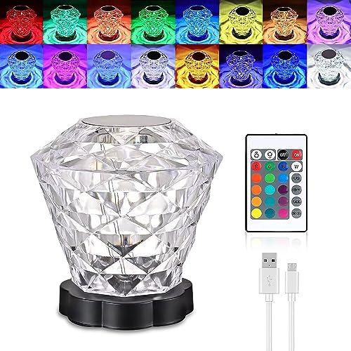 Anyingkai LED Tischlampe aus Kristall,Crystal Table Lamp Diamond,Kristall Lampe LED,Touching Control Rose Crystal Lampe[16 Farben & 4 Modi ] Crystal Diamond Lamp,LED Touch Lampe USB Aufladbar