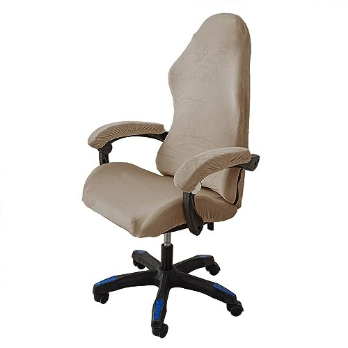 LIFEDX Gaming Stuhl Bezug Samt Gamingstuhl Bezüge 4 Stück,Stuhlhussen mit Armlehnen Stuhlrücken Bezug Bürostuhl Bezug,Dehnbare Abnehmbar Waschbar für Computerstuhl Gamning-Stuhl,Kein Stuhl - Khaki