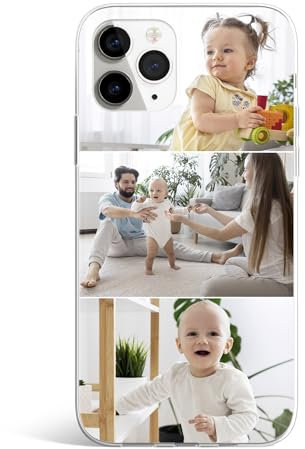 Personalised Photo Phone Case for iPhone 11 Custom Clear TPU Rubber Design Your Own Case with Image, Text - Three Photos Collage