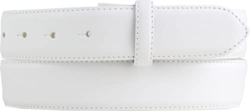 BELTINGER Wechselgürtel aus Vollrindleder mit Naht 3,5 cm ohne Schnalle | Weicher Druckknopf-Gürtel für Damen Herren 35mm | Jeans-Gürtel mit feiner Struktur | Weiß 90cm