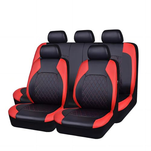 VENYAA Auto Set Coprisedili per Opel Corsa F/Corsa-e MJ22/Corsa Edition/GS Line 2019-2023, 9 Pezzi Pelle Traspirante Impermeabile Coprisedili Auto Protezioni Sedile Accessori,Red