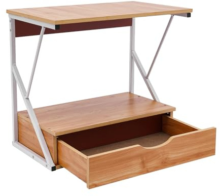 MooBeey Étagère à micro-ondes à 2 niveaux en MDF et support en fer - Étagère de boulangerie - Étagère de cuisine - Capacité de poids : 20 lbs - Organisateur de support pour micro-ondes avec tiroirs